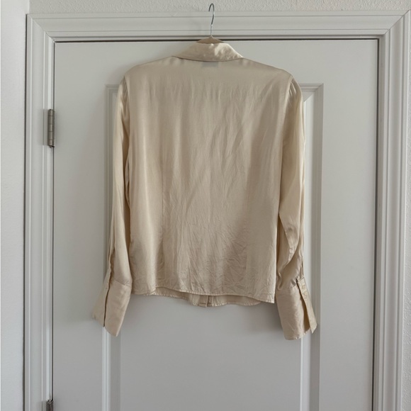 Cream  100% silk Button-Up Blouse - Picture 4 of 4